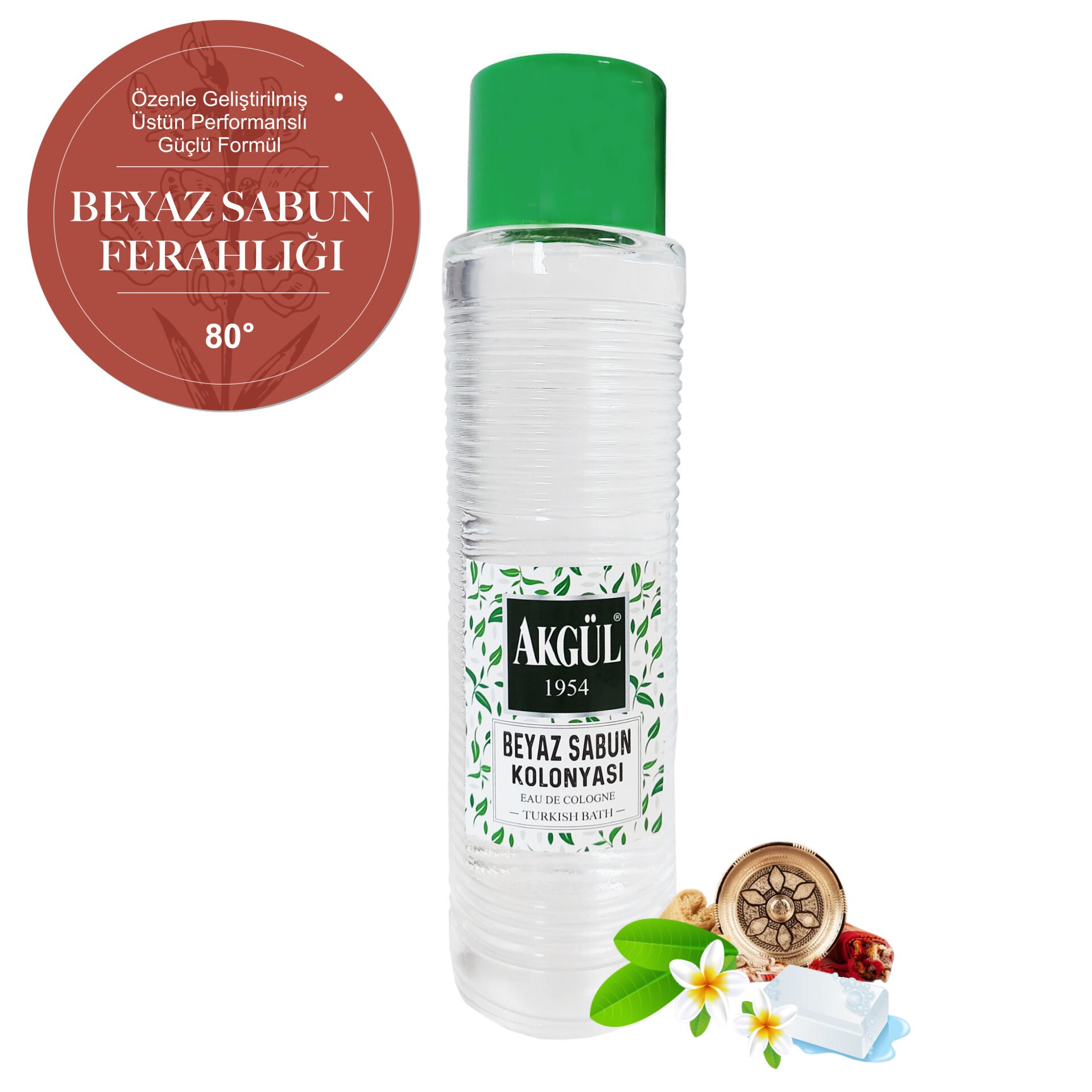 Akgül Beyaz Sabun Kolonyası Cam Şişe  (170 ml)