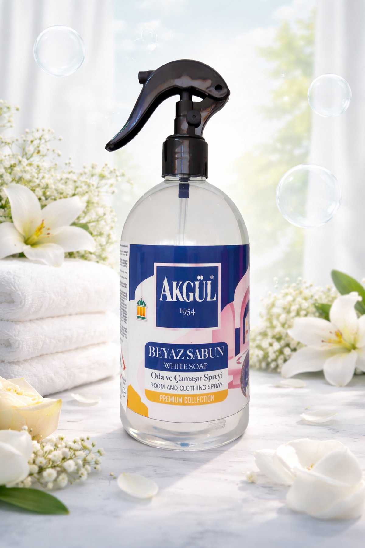 Akgül Beyaz Sabun Kokulu Oda ve Çamaşır Spreyi 70º (500 ml)