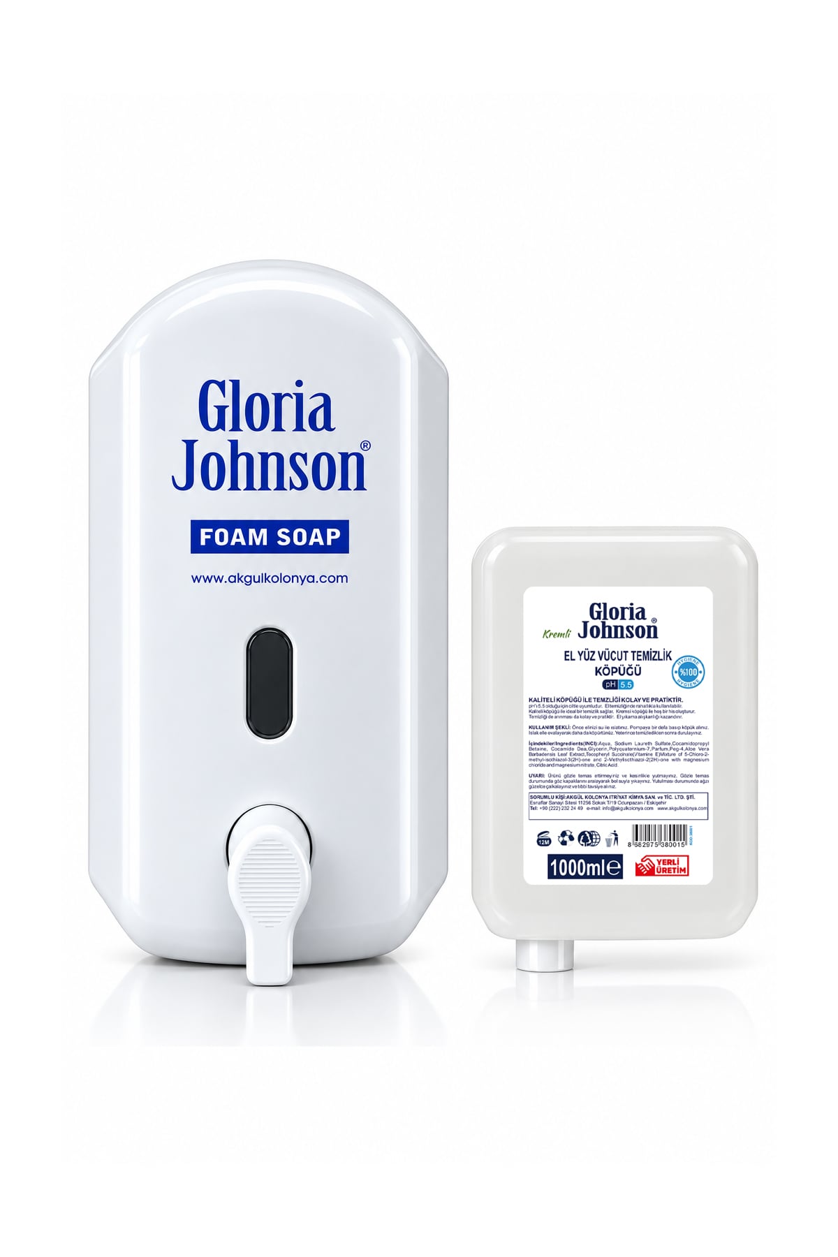 Gloria Johnson Köpük Sabun 1000 ML (1 Ad Kartuş + 1 Ad Dispenser)
