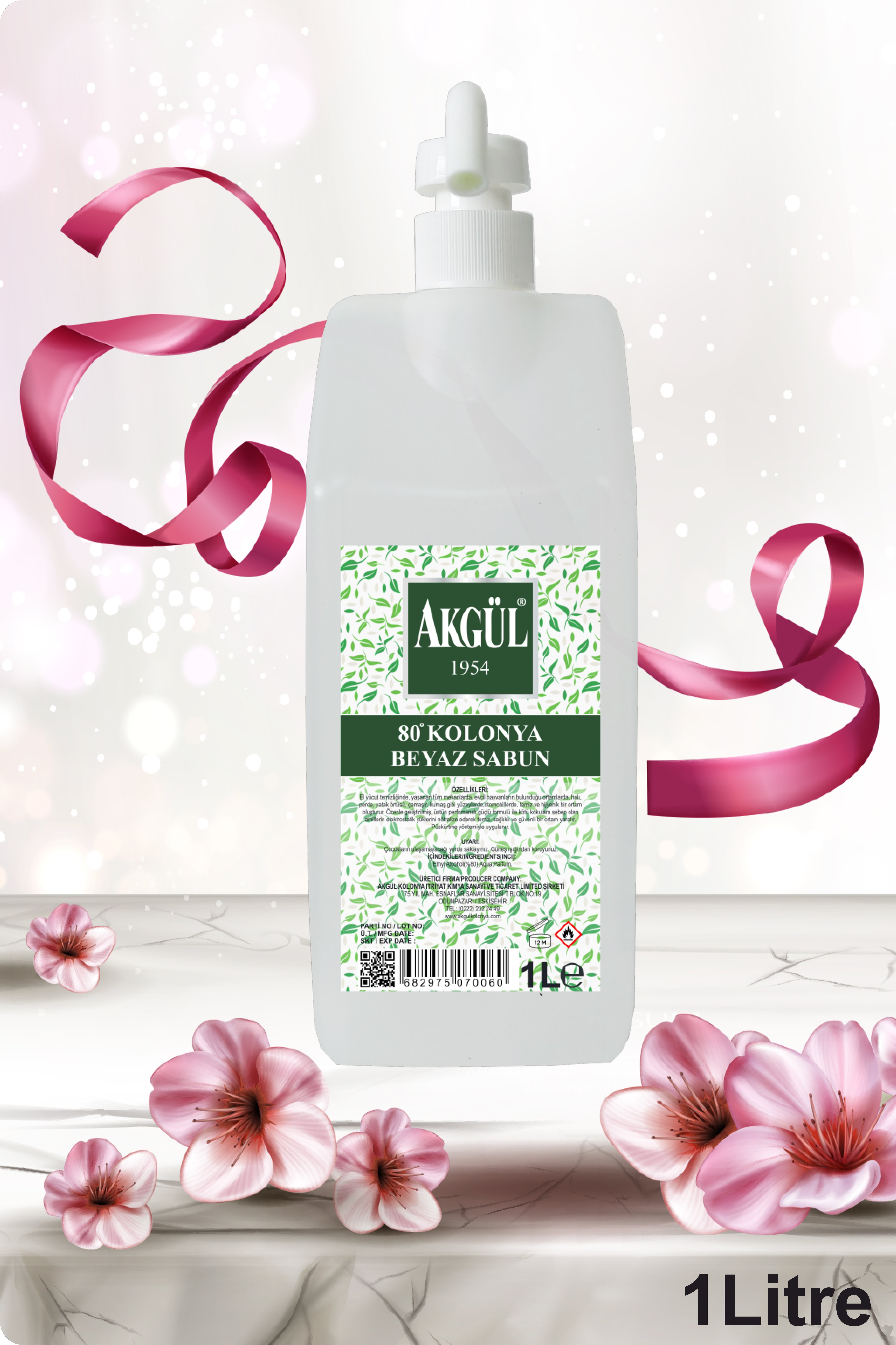 Akgül Beyaz Sabun Kolonyası Bidon  Süzgeç Pompalı (1 Litre)